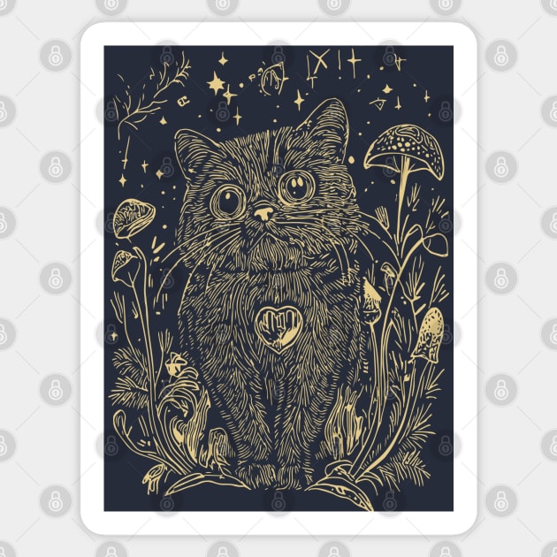Celestial Scottish Fold Cat – Mystical Feline Under the Stars Sticker by TuncGK
